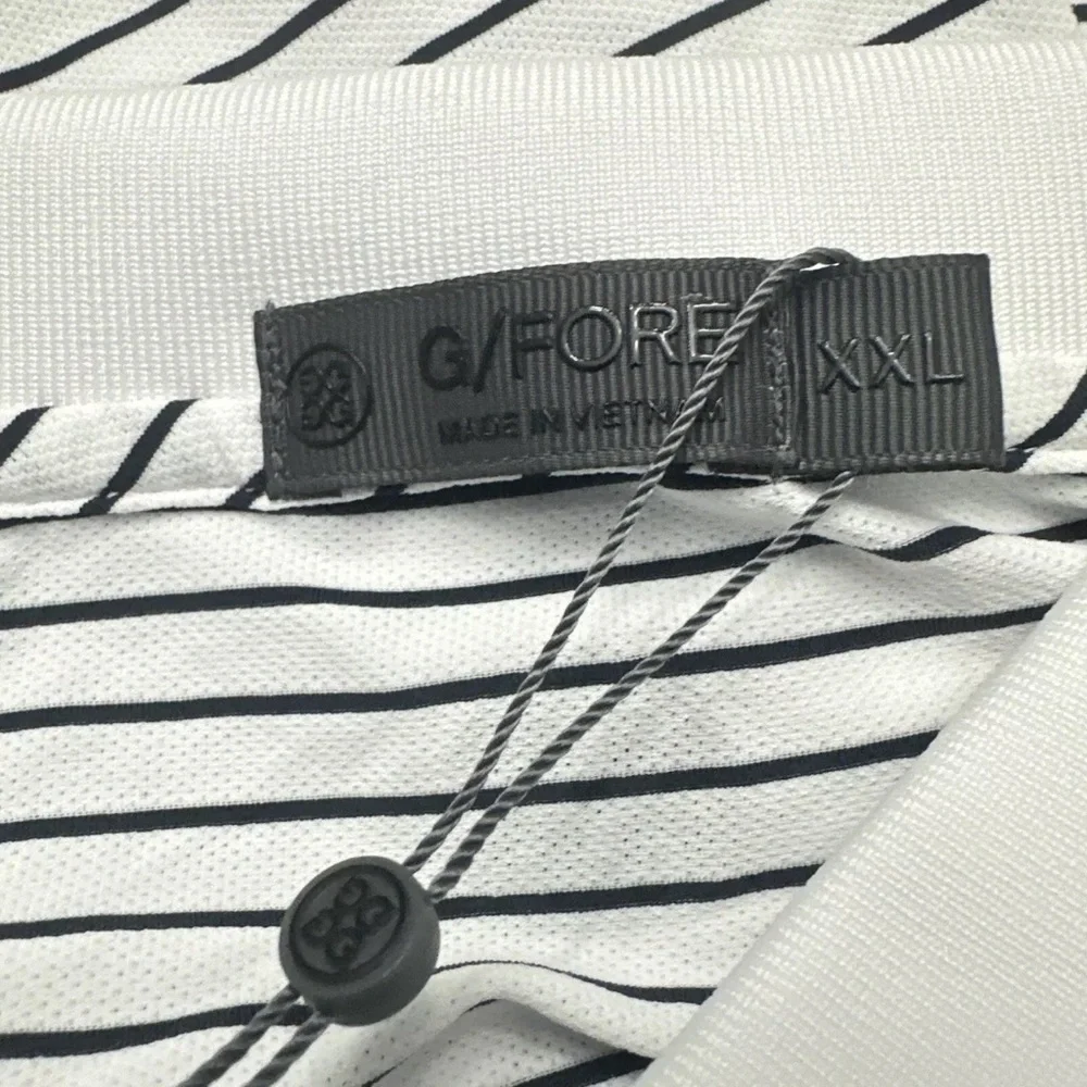 G/Fore Short Sleeve Golf Polo Shirt Mens 2XL‎ XXLarge White Stripe $110